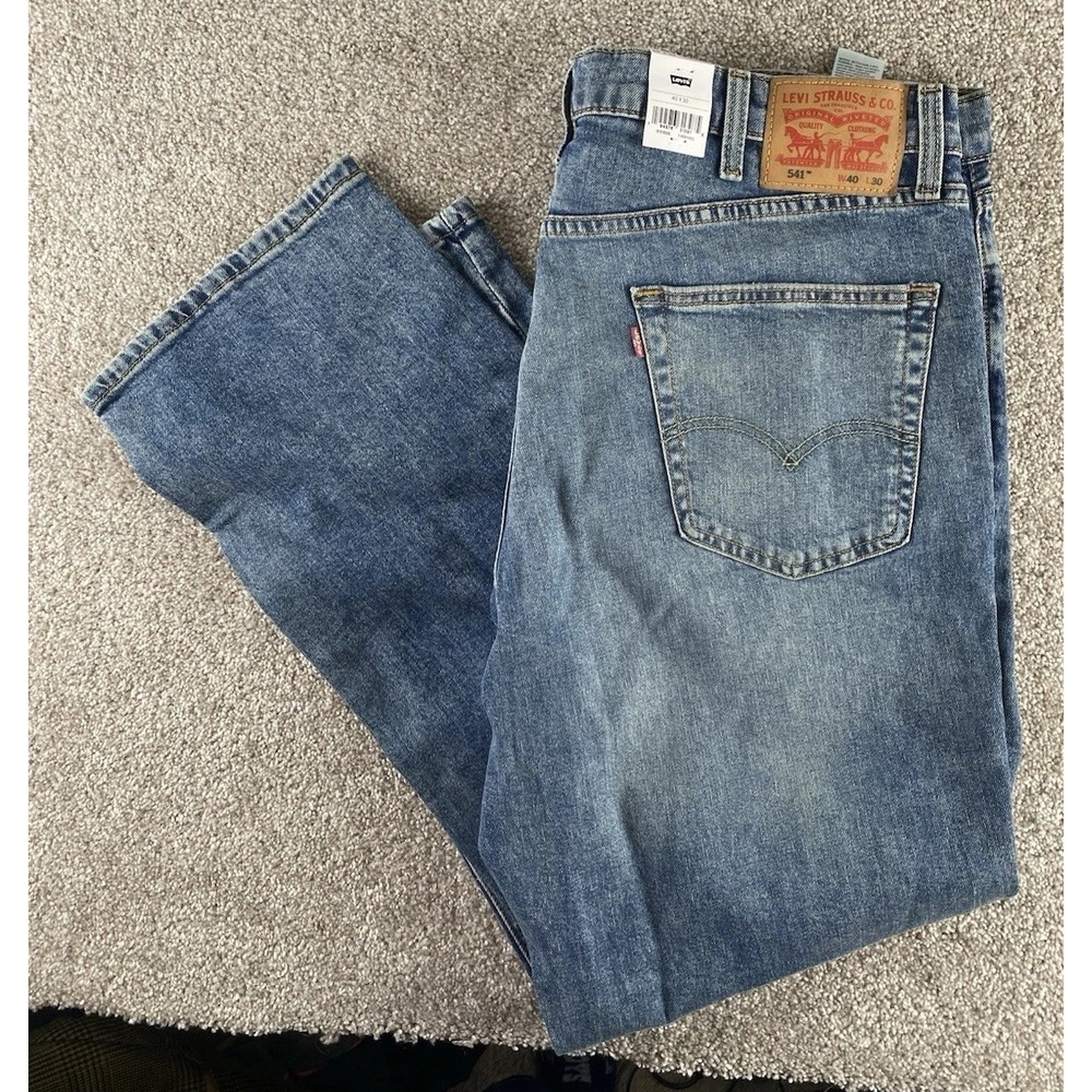 Levis 541 Mens 40x30 Jeans Athletic Tapered Fit Denim Stretch Blue Work Casual